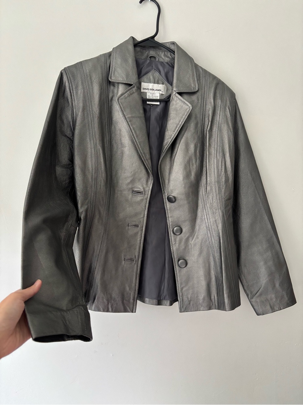 Y2K Streetwear Silver Grunge Leather Rave Glam Jacket - Size Small